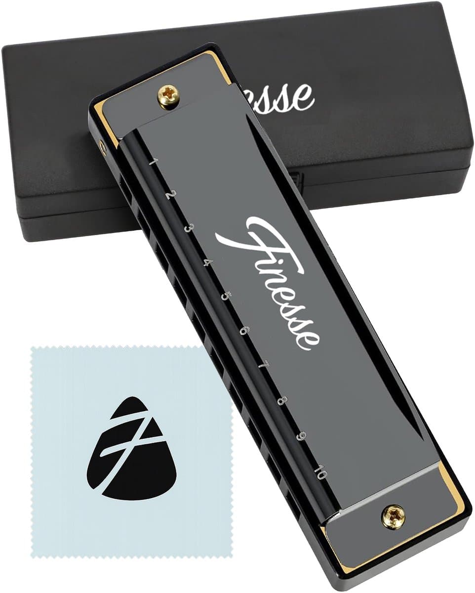 Finesse Mondharmonica – C Majeur – met Case - voor Volwassenen & Kinderen - Zwart — afbeelding 1