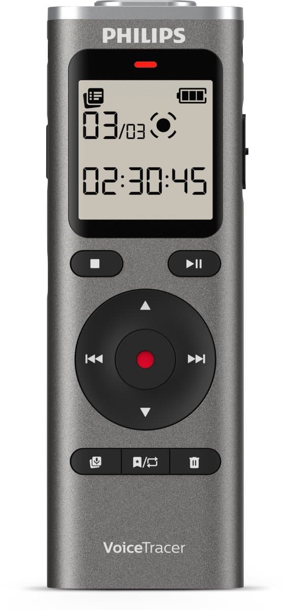 Philips DVT1170 Voice recorder - 360° microfoon - PCM (WAV) - Spraakgestuurde opname - Groot LCD display - MicroSD-kaartslot - 8 GB - USB-C - Antraciet — afbeelding 1