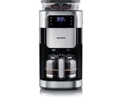 Severin KA 4813 Filter Koffiezetapparaat met bonenmaler - Glazen kan - Extra stille werking - Zwart / Rvs