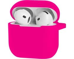 Hoesje - Geschikt voor Apple AirPods 4 / 5 - Siliconen Hoes met Clip - Silicone Case Cover - Roze