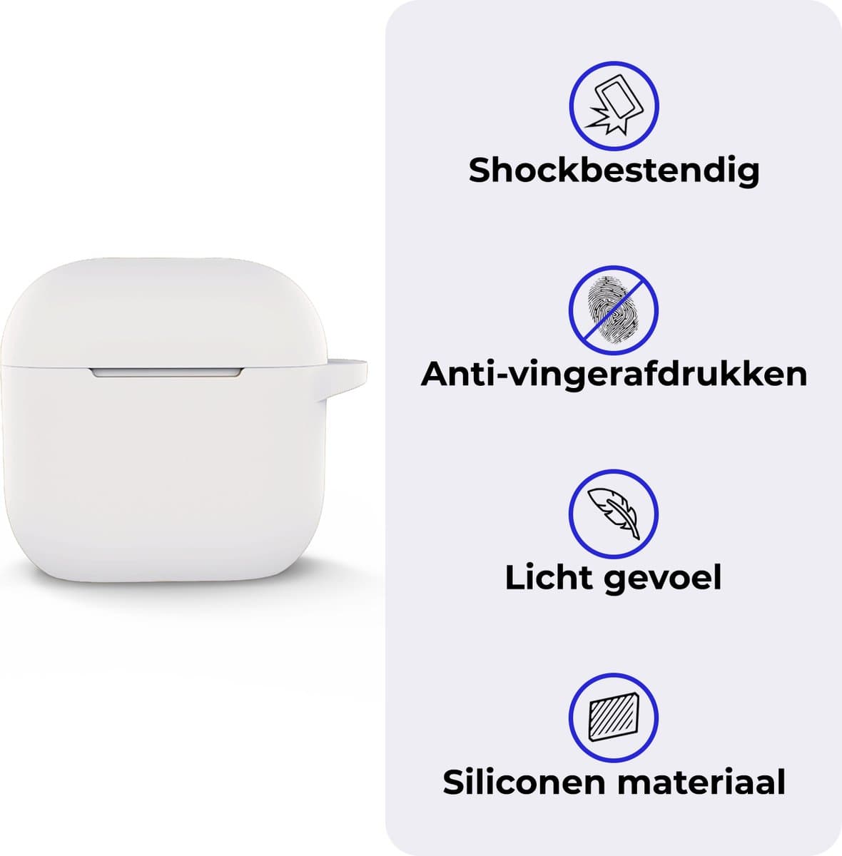 Hoesje - Geschikt voor Apple AirPods 4 - Siliconen Hoes met Clip - Silicone Case Cover - Wit — afbeelding 1