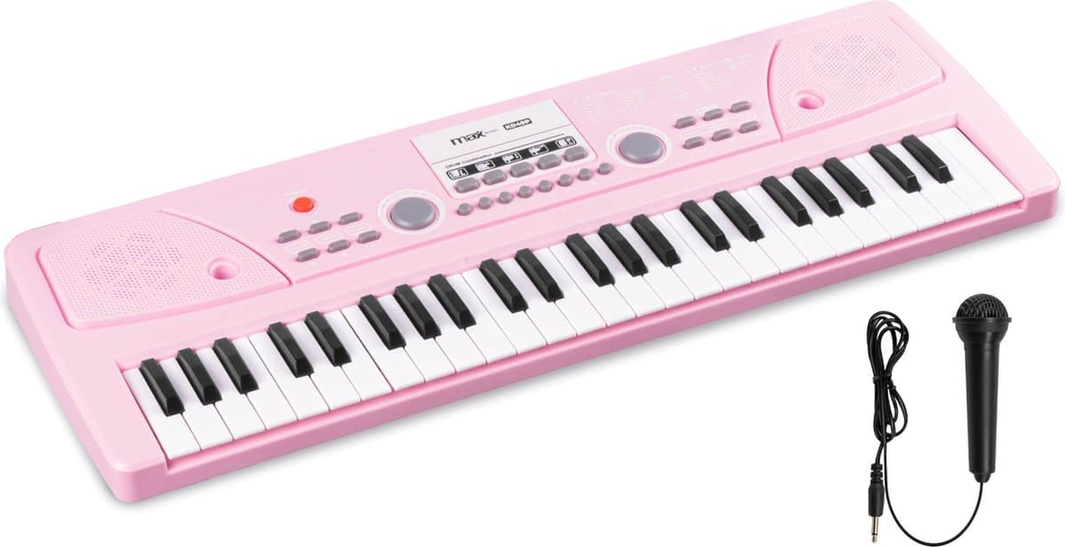 Speelgoed piano kinderen - MAX KD49P kinder piano met 49 toetsen - Ingebouwde ritmes en microfoon - Roze — afbeelding 1