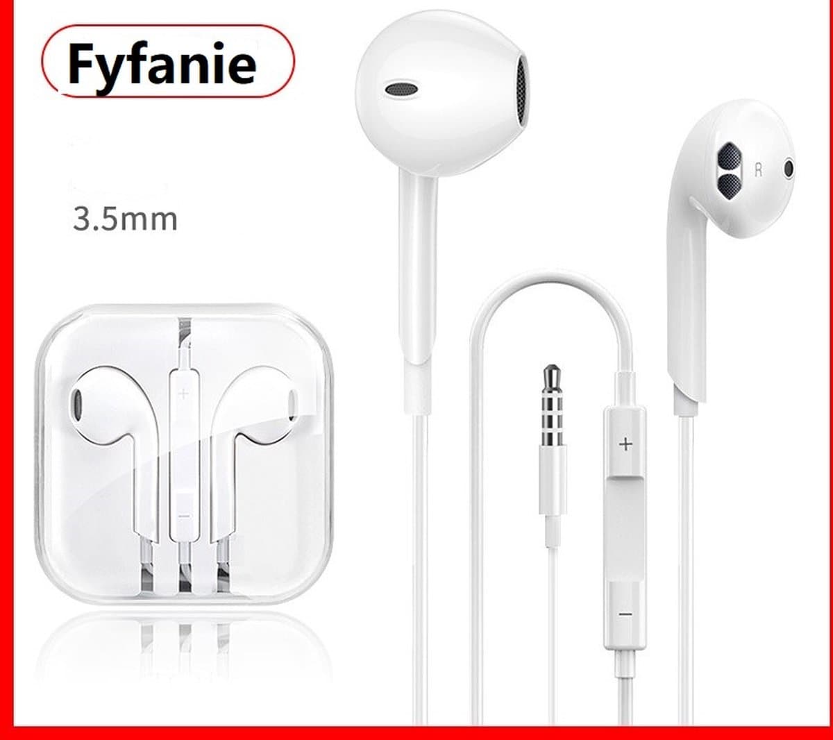 Stereo earphones - 3,5mm plug -Oortje met Microfoon- In-Earphone 3.5mm Jack Aux - Wit — afbeelding 1