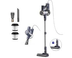 Yisora - Steelstofzuiger met snoer - Steelstofzuigers - 6 in 1 Stofzuiger zonder zak - Handstofzuiger met steel - 3 verschillende opzetstukken - 600W - Blauw - 23Kpa- ultra licht