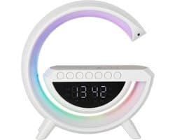 BVT® Digitale Wekkerradio - Klokradio Slaapkamer - Draadloze Oplader - Radio - Speaker - Klok - Lamp - 7 Verschillende Wekker Geluiden - 13 Verschillende Lichtkleuren - Enkele Kleuren Of RGB Effect - Voor Volwassen en Kinderen