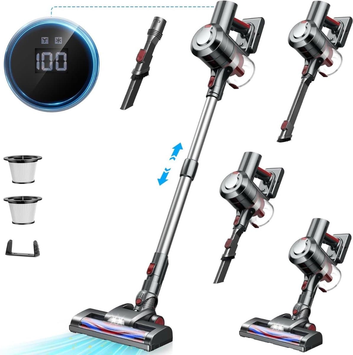 White-Label® Stofzuiger Zonder Zak - Steelstofzuiger Draadloos - Steelstofzuigers - Stofzuigers - Vacuum Cleaner - Grijs — afbeelding 1