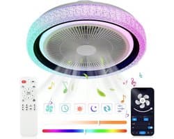 RGB Ventilator Lamp - Plafondventilator Met Speaker - Dimbaar - 6 Standen Ventilator - Wit - Keuken Lamp - Woonkamerlamp - Moderne lamp