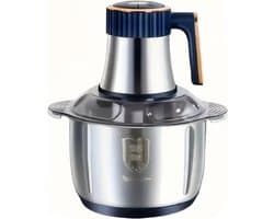 MazrekuHome® - 5L Roestvrijstalen Voedselverwerker met 6-Bladensysteem - Snelle Vleesmolen & Groentehakker - 5 Snelheden - Perfect voor Uien, Knoflook en Salades - Essentieel Keukengadget