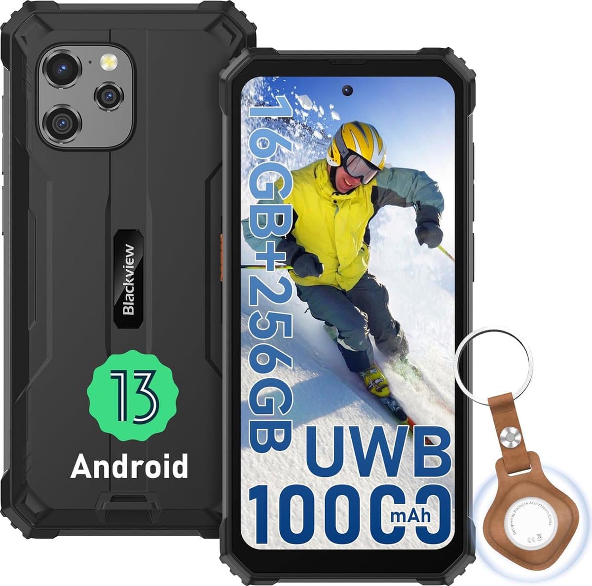 Blackview BV8900 Pro - Robuuste Smartphone - Met UWB Tag - 16GB RAM - 256GB - 10000mAh - Octa Core - 6,5 inch FHD+ 2.4K - 4G Dual SIM - IP68 Waterdicht - Outdoor Mobiele Telefoon - NFC GPS - Zwart — afbeelding 1