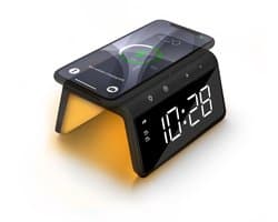 Caliber HCG019QI-BA - Wekker met draadloos laden en groot display - Black