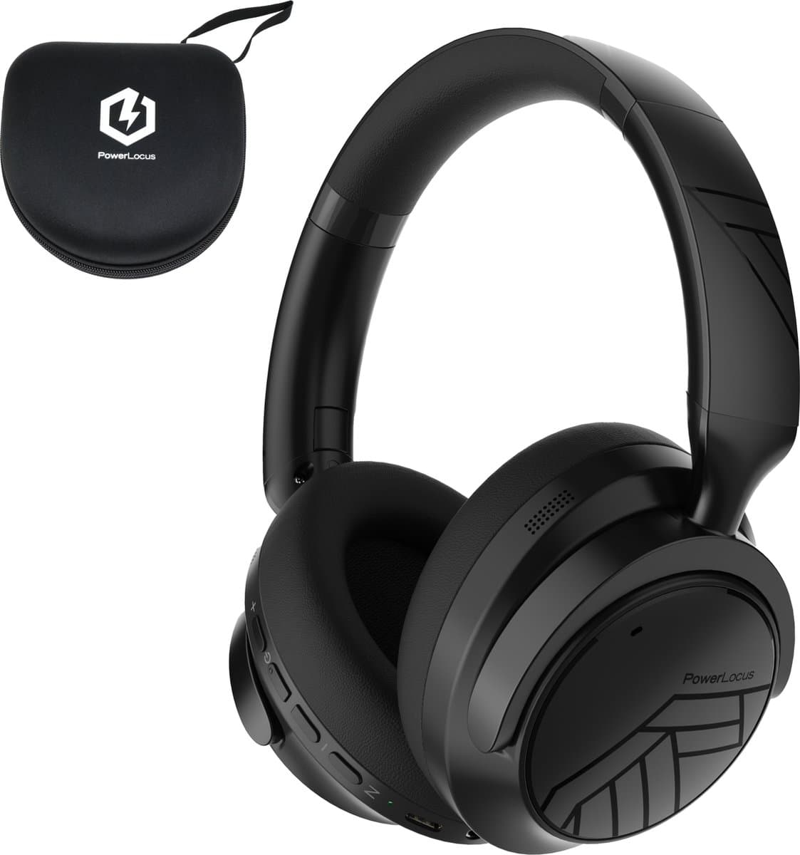 PowerLocus MoonFly Bluetooth Koptelefoon – Over-Ear Active Noise Cancelling Koptelefoon – 70 uur batterijduur – Microfoon – incl. Premium Case - Zwart — afbeelding 1