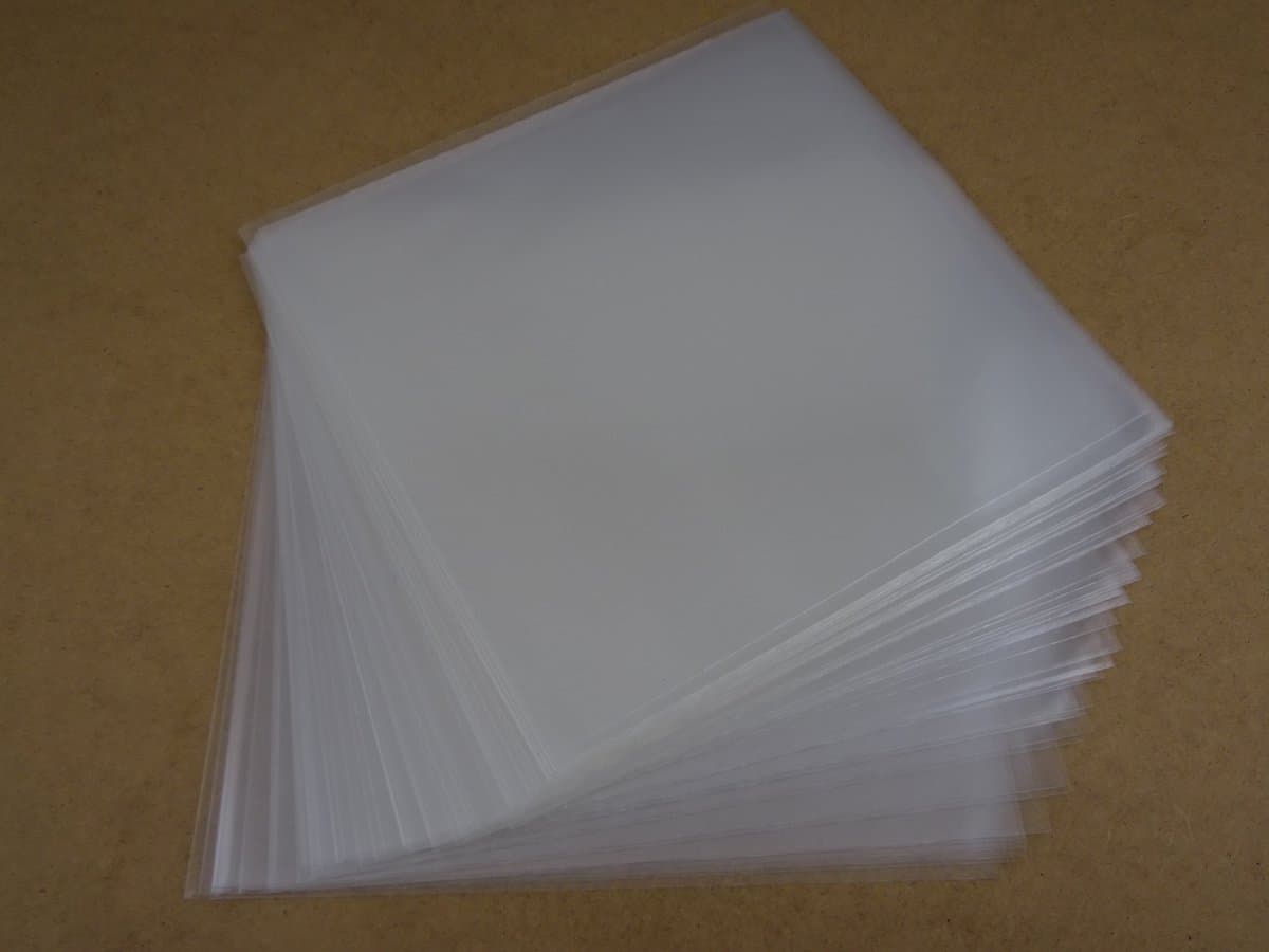 100 LP BUITENHOEZEN GLASHELDER STANDAARD DIKTE 90 micron (GOEDE KWALITEIT, 0.09mm dik) - hoes, LP hoezen, sleeve, outer sleeves, beschermhoezen, platenhoezen, buitenhoes, beschermhoes, transparant, plastic, maxi-singles, lps vinyl platen 12", 12 inch — afbeelding 1