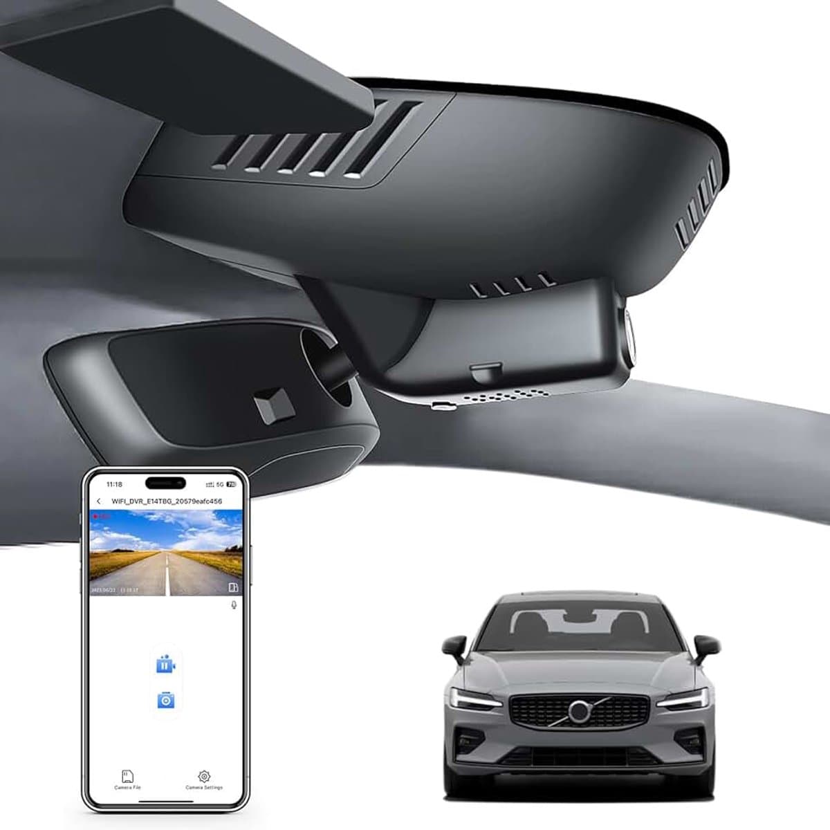 4K UHD 2160P Dashcam Auto, Geïntegreerde OEM-Look, Speciaal voor Volvo S60 V60 Cross Country 2023 2024 2025 2026 B5 B6 T5 T8(Model B), Loop-opname, G-sensor, WiFi & App, 64 GB kaart — afbeelding 1