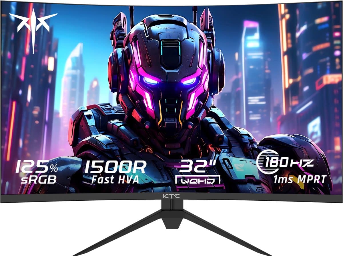 KTC H32S17 32" Gaming Monitor - Curved - QHD 2560×1440 - HVA - 180Hz - HDR10 - 1ms MPRT - Zwart — afbeelding 1