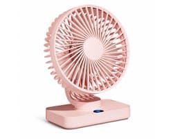 VHV-Bureauventilator met LED-Display - Oplaadbare Ventilator met 5 Snelheden - Oscillerende Tafelventilator - Stille Ventilator voor Thuis en Kantoor - Kersenbloesem Roze