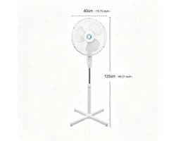 House Of Atelier - Staande Ventilator - Statiefventilator - Vloerventilator - Verstelbare Hoogte - 3 Standen - 40 cm - Wit