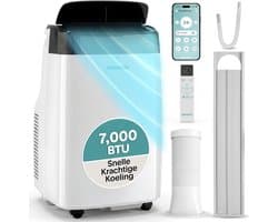 Mobiele airco 7000 BTU – Met WiFi en app – Ontvochtiger – Ventilator – Met raamkit