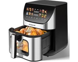 Heteluchtfriteuse - Gezonde friteuse - Snelle maaltijden - Kijkvenster - 9 liter - Zwart