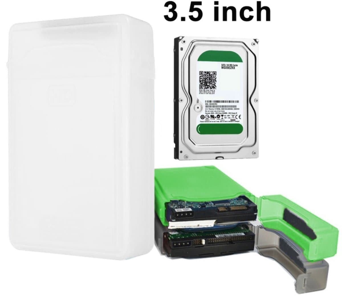 Let op type!! Bescherm hoesje voor 3.5 inch HDD harde schijf wit — afbeelding 1
