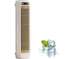 Draagbare airconditioner, stille draagbare airconditioner met 3 snelheden, ventilator zonder bladen (beige), oplaadbaar, inclusief twee haken.