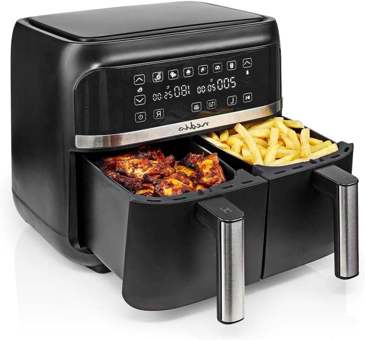 Heteluchtfriteuse - Dubbele mand - Gezond Koken - SYNC functie - 2x3.8 L - Zwart — afbeelding 1
