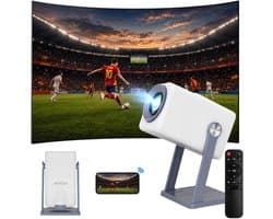 SnelShoppen - Draagbare Mini-Projector met Android 11, 4K Ondersteuning, 1080P, Wifi 6, Bluetooth 5.0, 360° Draaibaar, Thuisbioscoop en Buitengebruik
