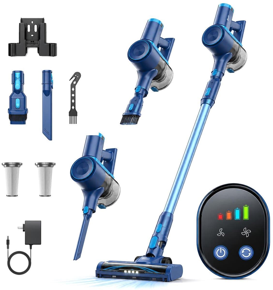 BOLLIT Steelstofzuiger Draadloos - 265W - Kruimeldief - 32.000 Pa Zuigkracht - Witte Laser - Tot 40 Min Accuduur - HEPA Filter - Zonder Zak op Accu - Snoerloze Stofzuiger - Voor Huisdierharen — afbeelding 1