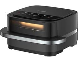 Heinner Heteluchtfriteuse en Pizzamaker – 2-in-1 – 2200W – 4L Capaciteit – Pizza tot 25,4 cm – Digitaal Display – 9 Programma’s – Temperatuur 40–230°C – Kijkvenster – Zwart