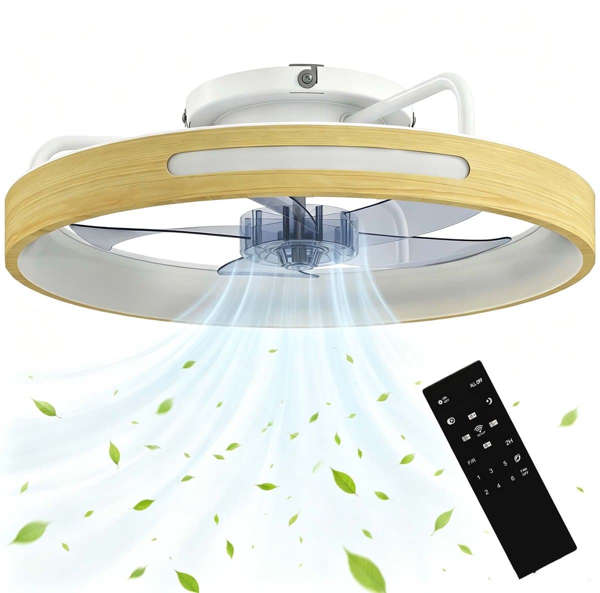 TEKROA® Plafondventilator met LED Verlichting 40W - 6 Snelheden -Stille DC Motor - Dimbaar - Afstandsbediening - Zomer & Winterstand — afbeelding 1