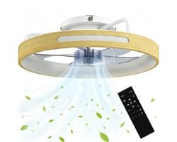 TEKROA® Plafondventilator met LED Verlichting 40W - 6 Snelheden -Stille DC Motor - Dimbaar - Afstandsbediening - Zomer & Winterstand