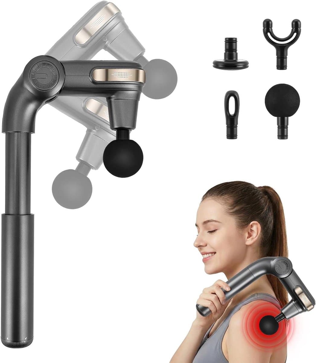 Massagepistool - Spierontspanningsapparaat - Spierherstel - Uittrekbare handgreep - 1500 mAh - Zwart — afbeelding 1