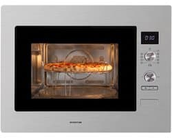 Inventum IMC6132F - Inbouw combi-oven - Hetelucht - Magnetron - Grill - 32 liter - 45 cm hoog - Tot 220 graden - RVS/Zwart