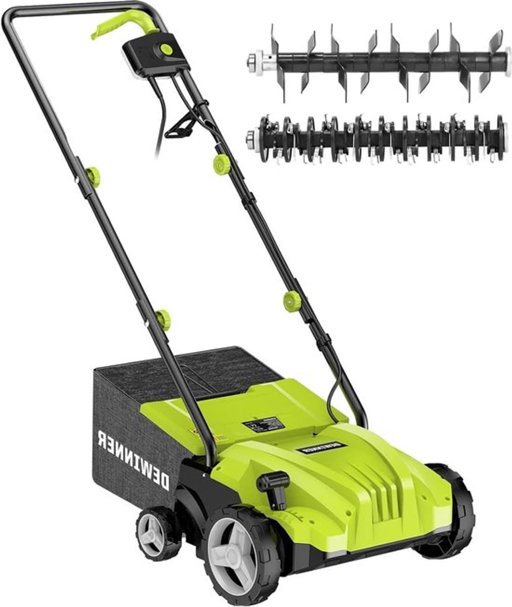 Elektrische Verticuteermachine – Gazonbeluchter – Mosverwijderaar – Wortelverwijderaar – Gazonverzorging – 2-in-1 Rolensysteem – 1500 Watt Motor – Werkbreedte 32 cm – 30 Liter Opvangbak – Instelbare Werkdiepte — afbeelding 1
