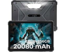 SnelShoppen - Outdoor Tablet 11 Inch met 20080 mAh Batterij, 20 GB RAM, 256 GB ROM, IP68 Waterdicht, 4G LTE, 5G WiFi, GPS, Perfect voor Camping en Avo