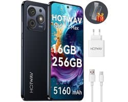 HOTWAV Note 13 Max - smartphones zonder abonnement - 256 GB - 5160 mAh - 4G Dual SIM - Face ID - GPS - Vingerafdrukherkenning - Zwart