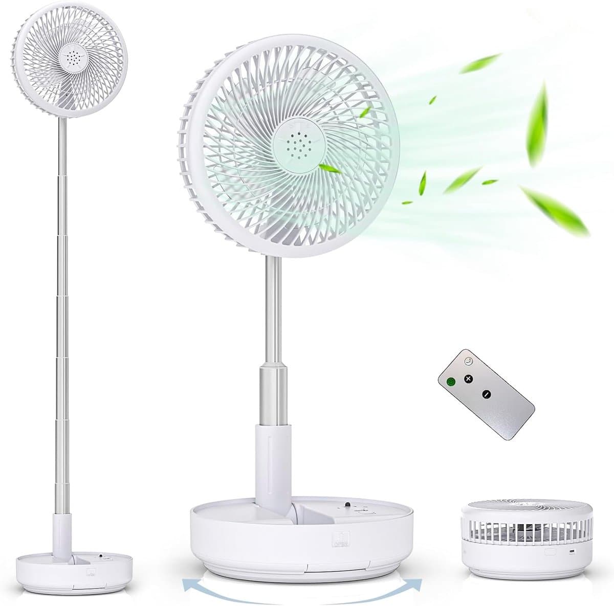 Vloerventilator Draadloos – 7200 mAh Accu – Opvouwbaar & Verstelbaar tot 100 cm – 4 Snelheden – Afstandsbediening — afbeelding 1