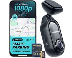 SnelShoppen - Dashcam Auto 1K 1080p 30fps met 24/7 Parkeerbewaking, Spraakbediening, 140 Graden Kijkhoek, Nachtzicht, Inclusief 32 GB microSD-kaart