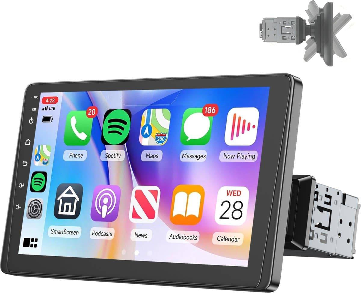 ESSGOO 1 din autoradio - Apple CarPlay en Android Auto - 9 inch HD verstelbaar scherm - USB, AUX en Bluetooth — afbeelding 1