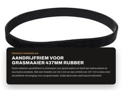 Aandrijfriem Rubber 16,4mm Breedte - Gesloten Lus - 437mm Omtrek - Compatibel met Spear & Jackson S1334ER - Slijtvast - Duurzaam - Grasmaaier Riem