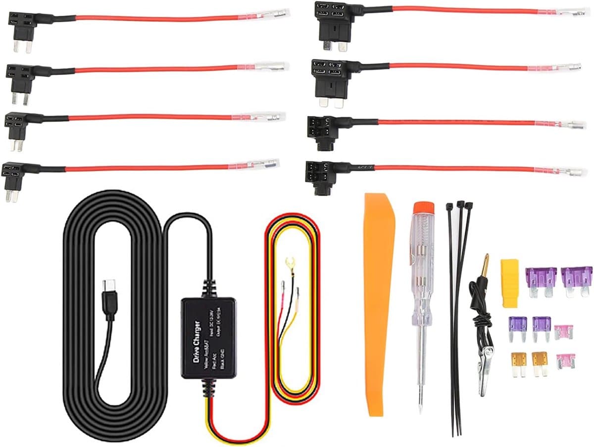 Kit Dash Cam Mini USB Zekering voor Dashcam, 12V-28V Naar 5V met Laagspanningsbeveiliging, 11Ft Oplader Netsnoer (TYPE C) — afbeelding 1