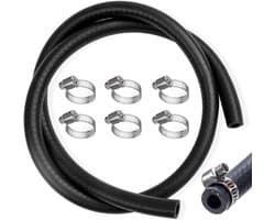 Brandstofslangenset, 1 meter Ø 8mm brandstofslang, met 6 slangklemmen. Brandstofslang/benzineslang voor auto's, motorfietsen, tractoren en kleine motoren.