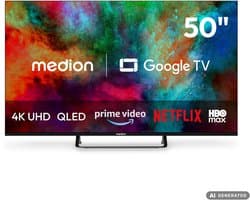 MEDION 4K Smart TV 125,7 cm (50 inch) - MD 850701 | Dolby Vision HDR, Prime Video, Disney+, compatibel met Google TV, PVR, Bluetooth