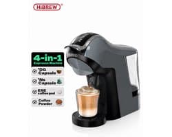 HiBREW H17 4-in-1 Koffiecupmachine - 20 Bar - Voor NES/DG/ESE/Pods & Gemalen Koffie - Warm & Koud - 7 Waterniveaus - Touch Control - Zwart