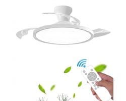 Archi Plafondventilator LED-Lamp – Ventilatie - 6 Snelheden – Dimbaar – App & Afstandsbediening – 3 Lichtkleuren - Intrekbare bladen