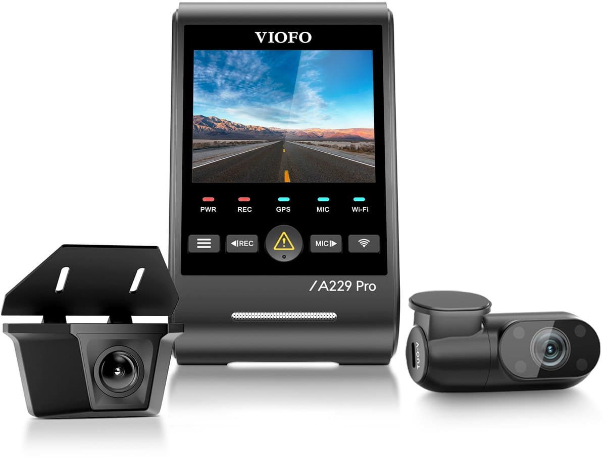 VIOFO A229 Pro-W 3CH - Premium 4K Dashcam - 3 Camera Systeem met Voor-, Achter- en Binnenopname - Sony STARVIS 2 - GPS - WiFi - Parkeerstand - Auto Camera voor Maximale Beveiliging — afbeelding 1
