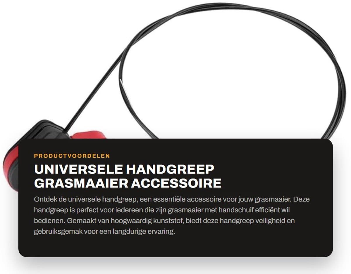 Dailygoods- Handgreep Universeel - Kunststof - Geschikt voor Grasmaaiers - Duurzaam - Eenvoudige Installatie - Afmetingen 5,5 x 11 cm - Grasmaaierhandgreep — afbeelding 1