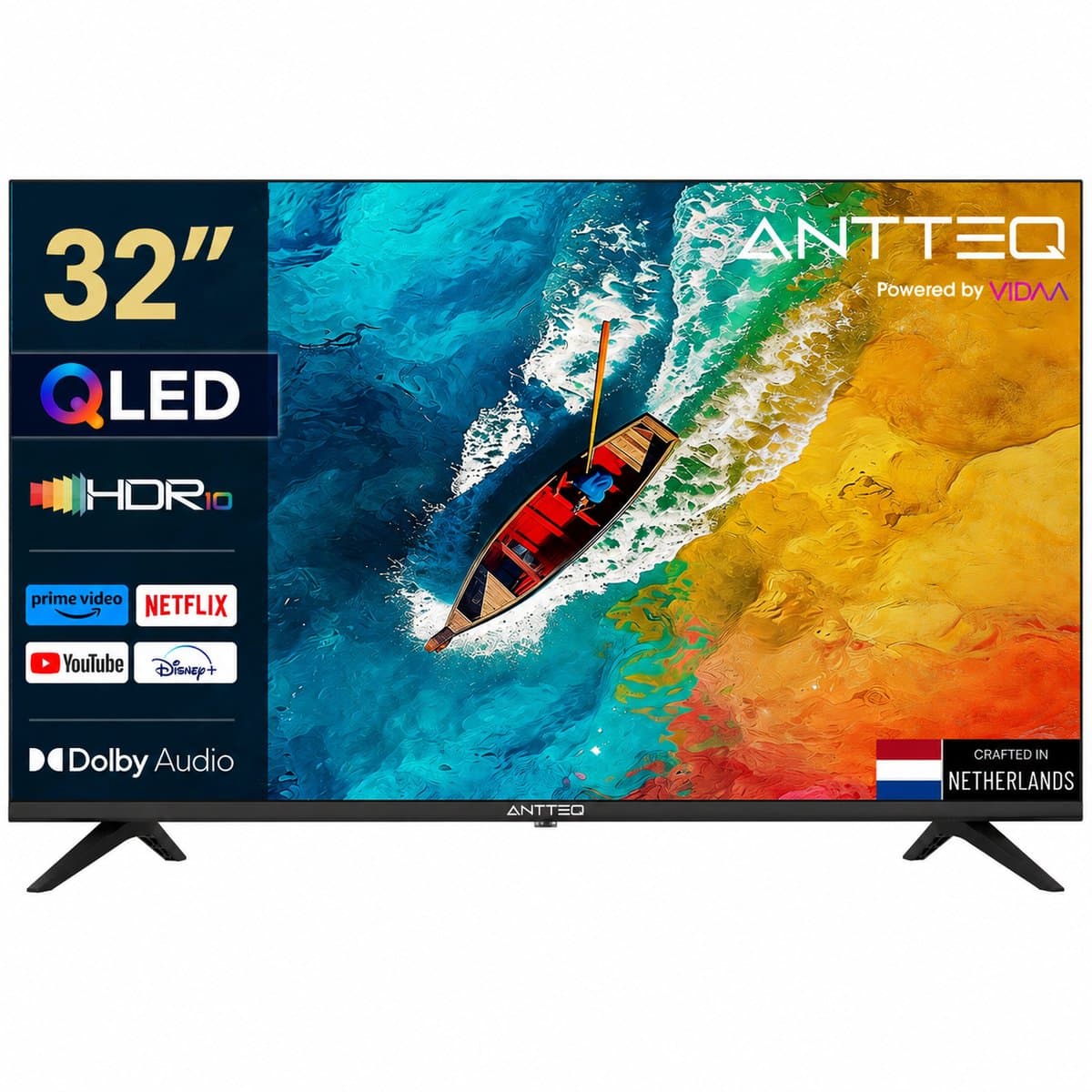 ANTTEQ AV32H5Q-Q1 - Smart TV 32 Inch (81 cm) - QLED - VIDAA OS - WiFi - Dolby Audio - Triple Tuner (DVB-T2/S2/C) — afbeelding 1
