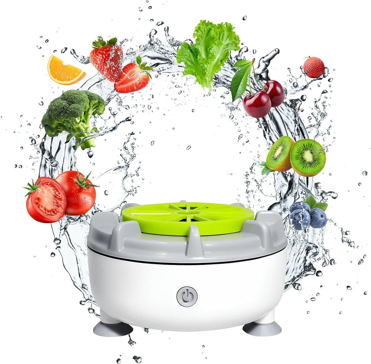 KZQ Draadloze fruit- en groentenreiniger met zuignap USB oplaadbaar voor fruit groenten vlees en rijst wit — afbeelding 1