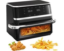 Luchtfriteuse Oven - Digitale Frituurpan - Gezond Koken - Zichtbaar Glazen Venster - 12 Liter Capaciteit - Zwart