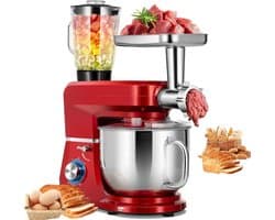 Keukenmachine - Mixer Blender - Thuis Koken - Kantelbare Kop - 7 Liter Kom - Rood